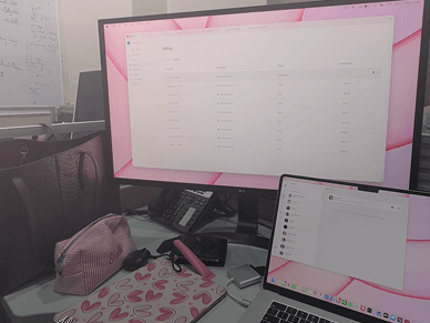 pink, workspace